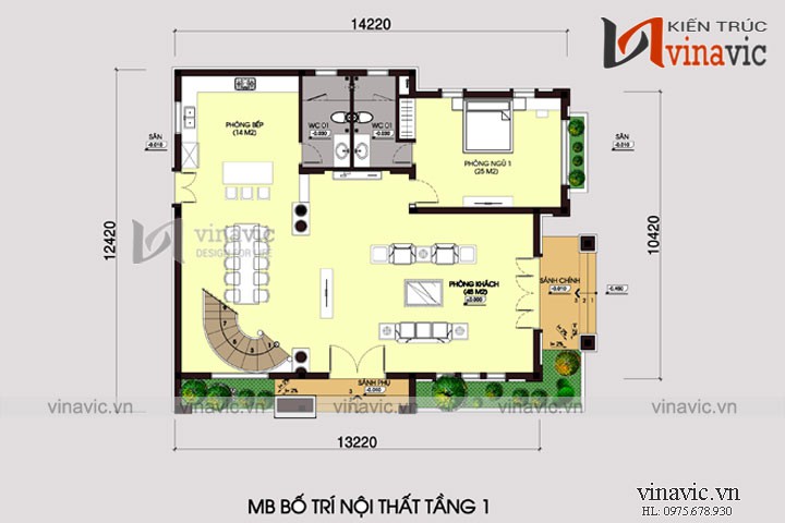 Bản thiết kế nhà 2 tầng 150m2 diện tích 12x16m ở Hoa Lư- Ninh Bình BT1645