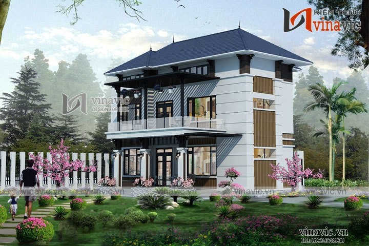 Mẫu nhà 3 tầng mặt tiền 9m thiết kế hiện đại ở Gia Lâm- Hà Nội BT1626