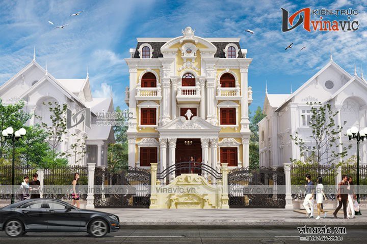 Mẫu biệt thự 3 tầng kiểu Pháp cổ điển sang trọng ở Thanh Hóa BT1628