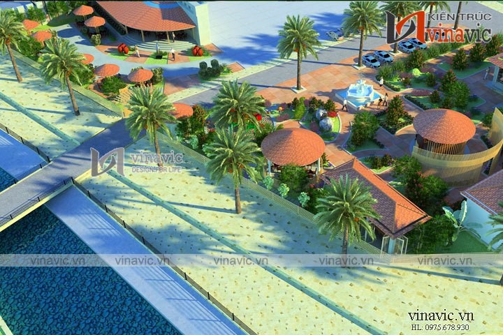 Mẫu thiết kế nhà hàng resort gần gũi với thiên nhiên NH07
