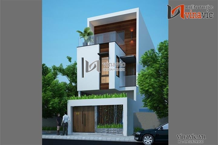 Mẫu nhà ống đẹp 3 tầng phong cách hiện đại  NO1413