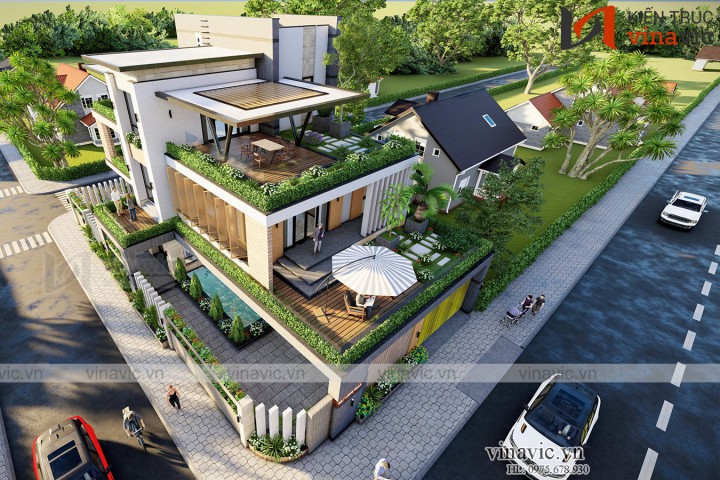 Thiết kế nhà hiện đại 3 tầng 170m2/sàn ở Quảng Bình BT2009