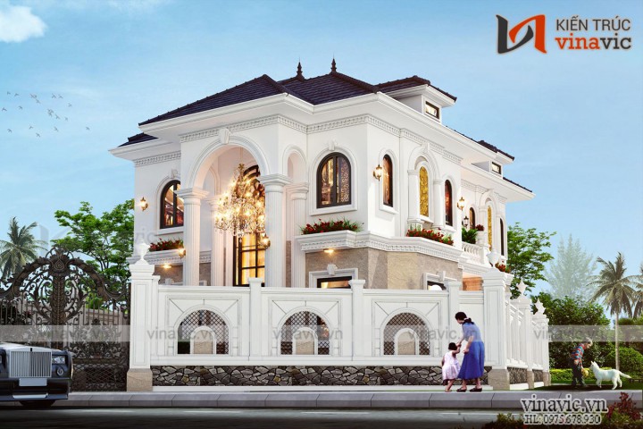 Biệt thự 2 tầng  phong cách tân cổ điển 160m2 ở Bắc Giang  BT2006