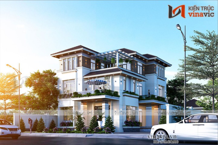 Thiết kế nhà đẹp 3 tầng hiện đại 12x15m2 ở Hạ Long- Quảng Ninh BT2011