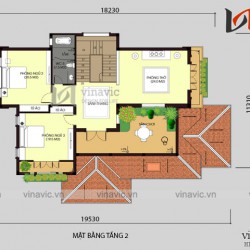 Mẫu thiết kế nhà 2 tầng 3 phòng ngủ diện tích 200m2 1 sàn BT1687
