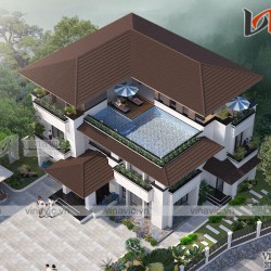 Mẫu thiết kế Villa 3 tầng hiện đại tuyệt đẹp tại TP Vĩnh Yên BT1838