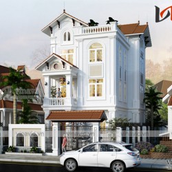 Thiết kế nhà đẹp 3 tầng mặt tiền 7m sâu 15m tân cổ điển ở Hà Nội BT1689