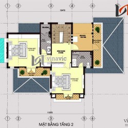 Biệt thự mini 2 tầng 3 phòng ngủ kích thước 12x11m thiết kế hiện đại BT1458
