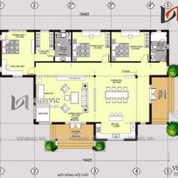 Nhà biệt thự mái thái 1 tầng đẹp phong cách hiện đại: BT1514
