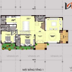 Thiết kế biệt thự 200m2 3 tầng mái thái hiện đại ở Nghệ An  BT1438