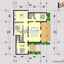 Thiết kế nhà 1 tầng 3 phòng ngủ đẹp diện tích 11mx16m ở Hòa Bình