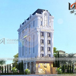 Thiết kế khách sạn mini 180m2 mặt tiền 8m 7 tầng tân cổ điển KSVP1902