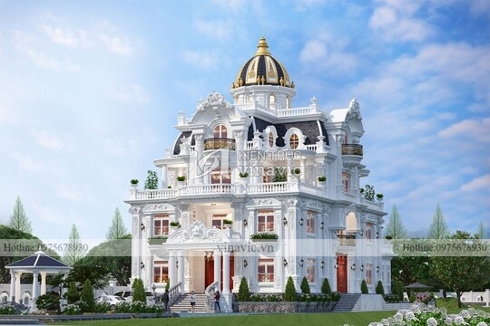 Thiết kế lâu đài cổ điển 4 tầng đẳng cấp ở Bình Định BT2101