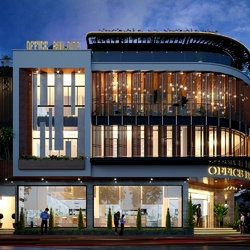 Mẫu thiết kế tòa văn phòng 3 tầng hiện đại 336m2 mái bằng BT2255