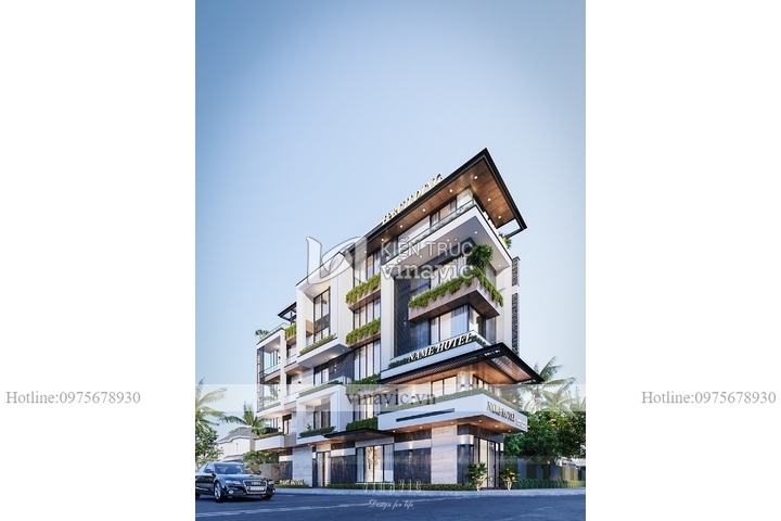 Mẫu thiết kế khách sạn 5 tầng hiện đại 100m2 (5x20m) BT2282