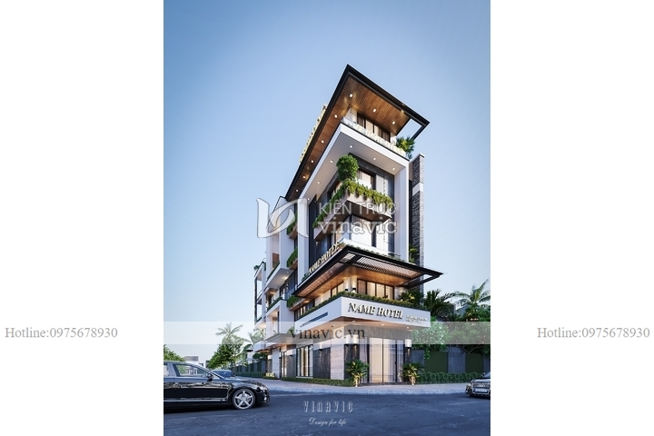 Mẫu thiết kế khách sạn 5 tầng hiện đại 100m2 (5x20m) BT2282