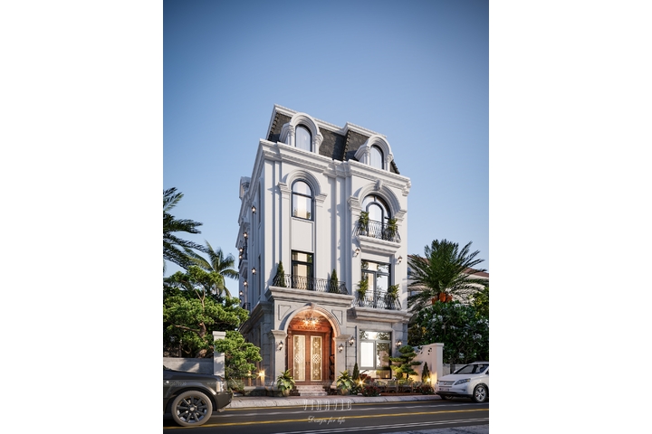 Biệt thự mái Mansard tân cổ điển 3 tầng 1 hầm 104m2 BT2289