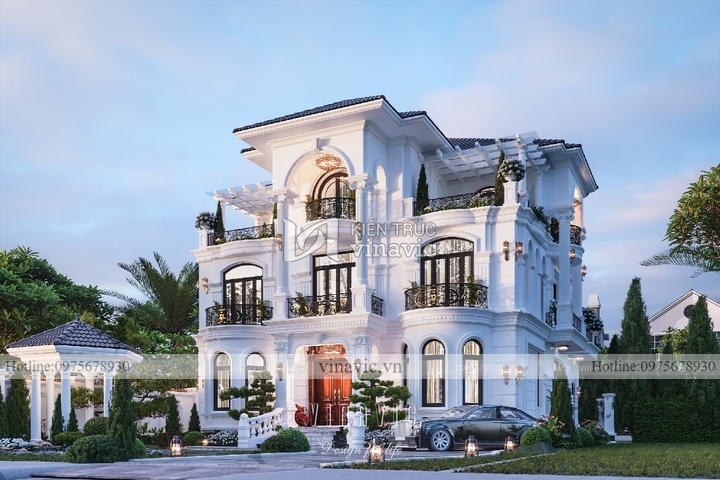 Biệt thự vuông tân cổ điển 3 tầng mái nhật (13x13m) 169m2 BT2290