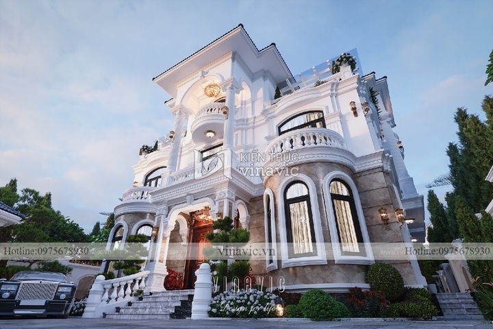 Biệt thự vuông tân cổ điển 3 tầng mái nhật (13x13m) 169m2 BT2290