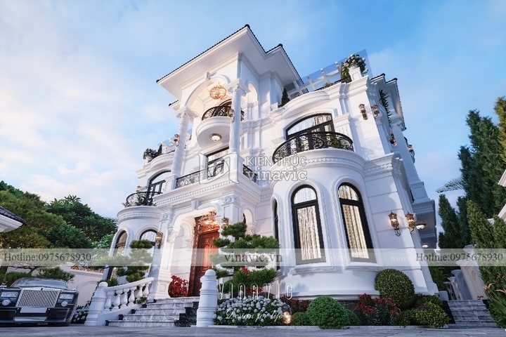 Biệt thự vuông tân cổ điển 3 tầng mái nhật (13x13m) 169m2 BT2290