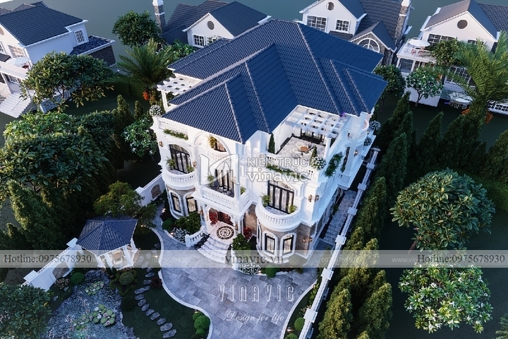 Biệt thự vuông tân cổ điển 3 tầng mái nhật (13x13m) 169m2 BT2290