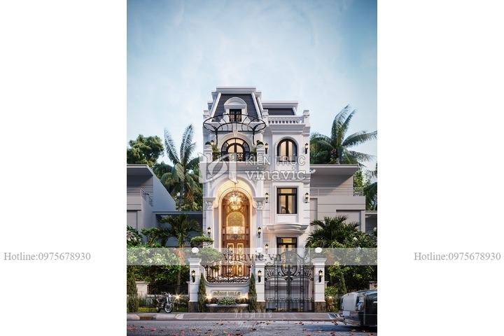 Mẫu nhà phố 3 tầng tân cổ điển mặt tiền 7.5m sâu 16.5m NP2296