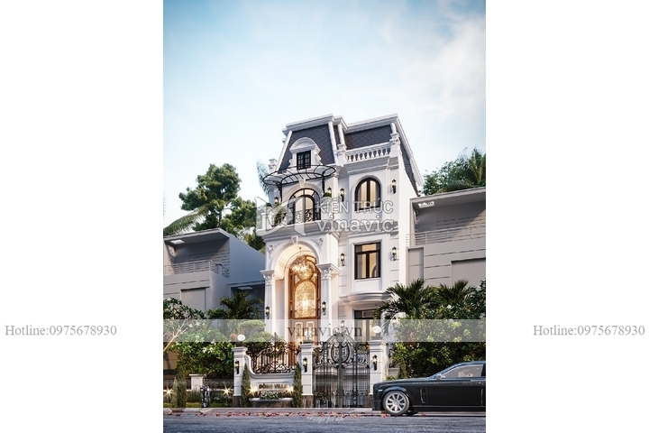 Mẫu nhà phố 3 tầng tân cổ điển mặt tiền 7.5m sâu 16.5m NP2296