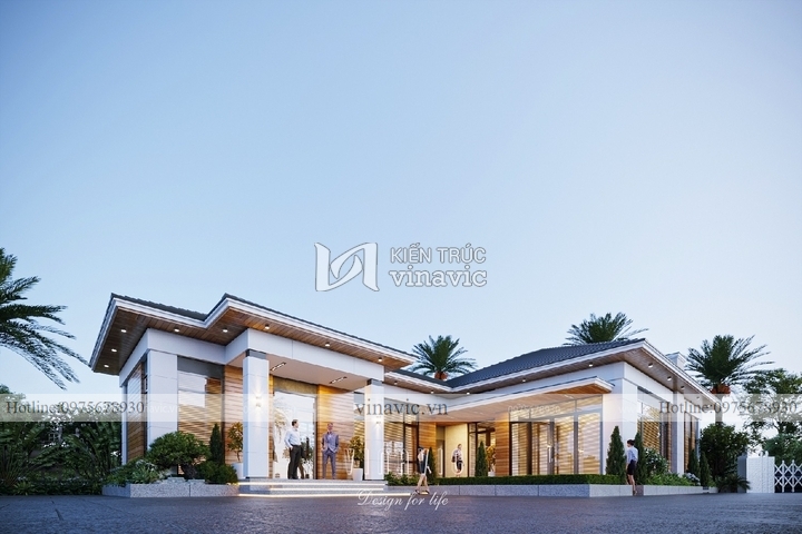 Mẫu thiết kế biệt thự 1 tầng hiện đại (24x13m) 312m2 BT2295