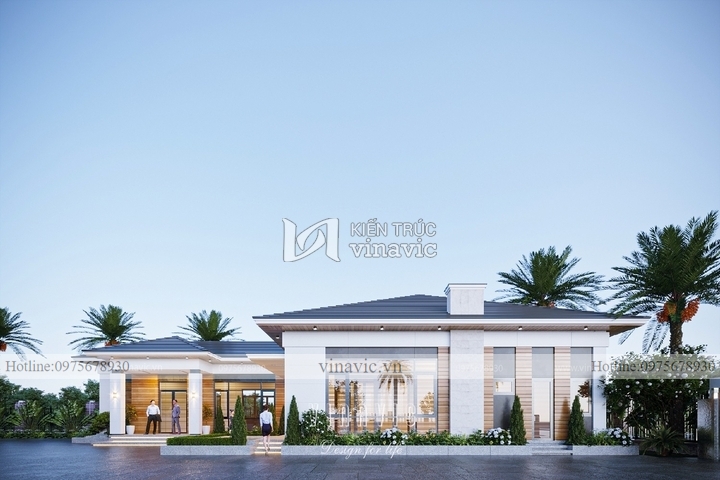 Mẫu thiết kế biệt thự 1 tầng hiện đại (24x13m) 312m2 BT2295