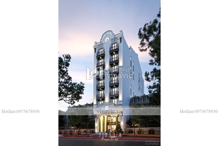 Thiết kế khách sạn đông dương 7 tầng 270m2 (27x10m) BT2300