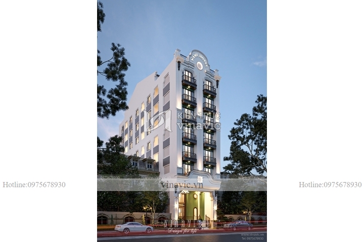 Thiết kế khách sạn đông dương 7 tầng 270m2 (27x10m) BT2300