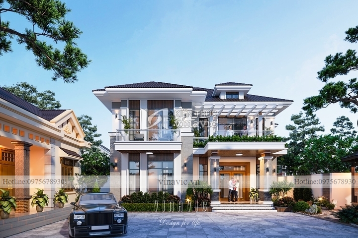 Mẫu biệt thự 2 tầng 5 phòng ngủ hiện đại 182m2 (13x14m) BT2305
