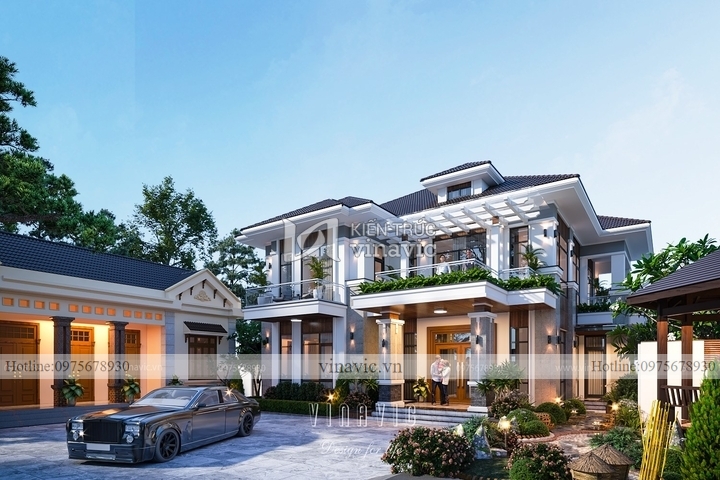 Mẫu biệt thự 2 tầng 5 phòng ngủ hiện đại 182m2 (13x14m) BT2305
