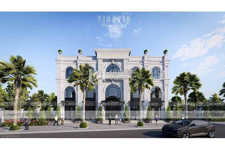 Thiết kế tòa nhà văn phòng điều hành phong cách Neo classic 675m2 BT2304