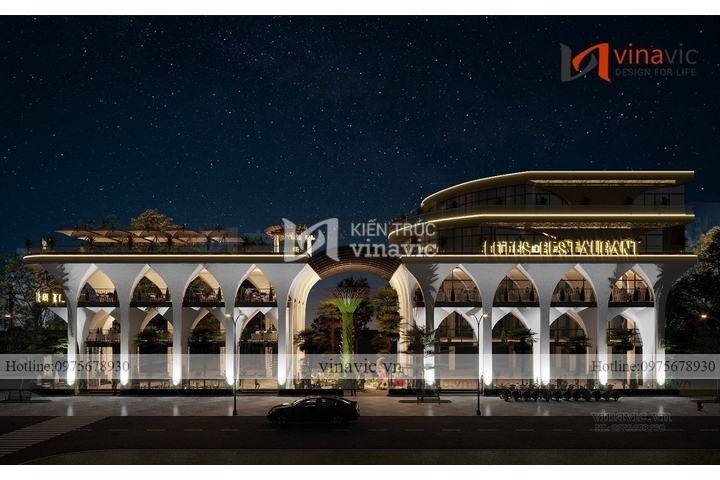 Tổ hợp thiết kế nhà hàng cafe Sen Vàng hiện đại 570m2 BT2302