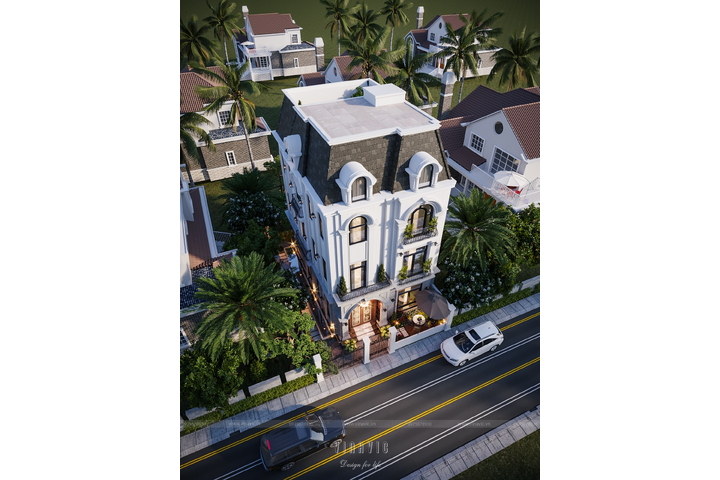 Biệt thự mái Mansard tân cổ điển 3 tầng 1 hầm 104m2 BT2289