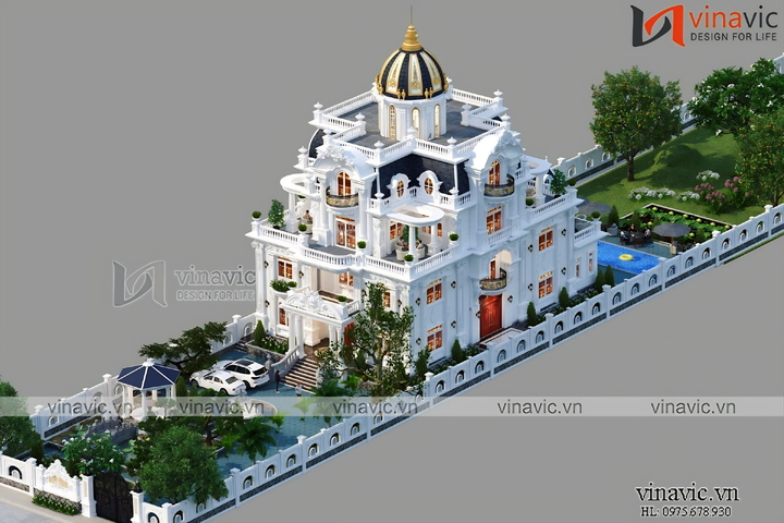 Thi công biệt thự cổ điển 340m2 (CĐT: Mr Hòa - Bình Định) TCBT2206