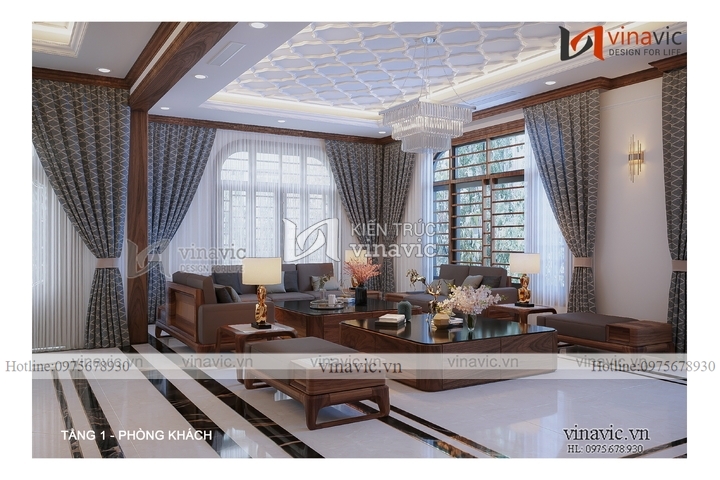 Thiết kế nội thất biệt thự hiện đại 2 mặt tiền (CĐT: Mrs Liên - Nghệ An) NT2316