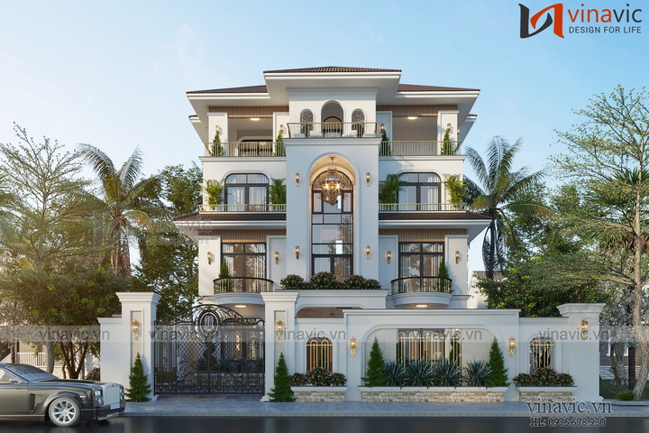 Thiết kế biệt thự 4 tầng 2 mặt tiền 223m2 (13,6mx16,4m) BT2307