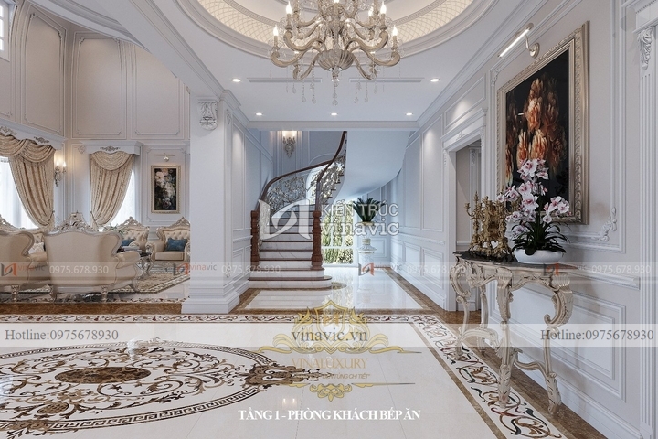 Nội thất biệt thự tân cổ điển 2 tầng 1 tum (CĐT: Mrs Dương - Hòa Bình) NT2318