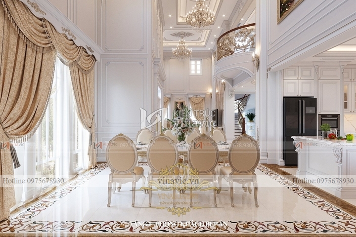 Nội thất biệt thự tân cổ điển 2 tầng 1 tum (CĐT: Mrs Dương - Hòa Bình) NT2318