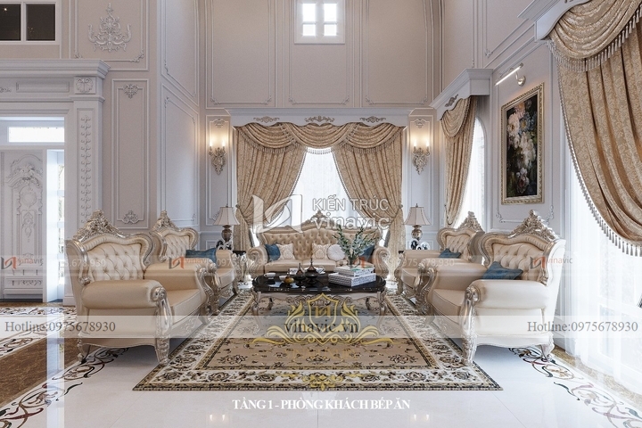 Nội thất biệt thự tân cổ điển 2 tầng 1 tum (CĐT: Mrs Dương - Hòa Bình) NT2318