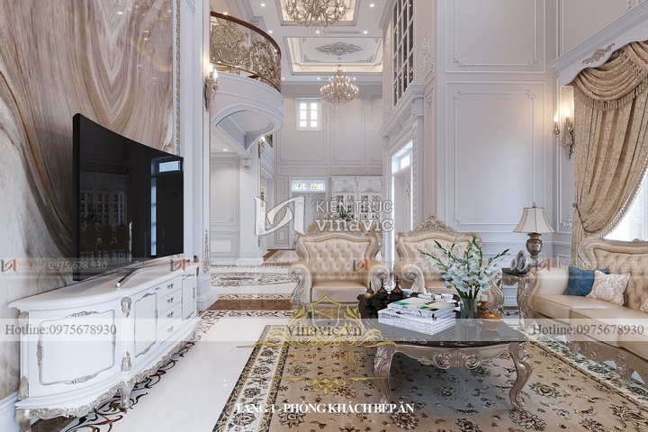 Nội thất biệt thự tân cổ điển 2 tầng 1 tum (CĐT: Mrs Dương - Hòa Bình) NT2318