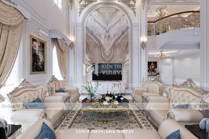Nội thất biệt thự tân cổ điển 2 tầng 1 tum (CĐT: Mrs Dương - Hòa Bình) NT2318