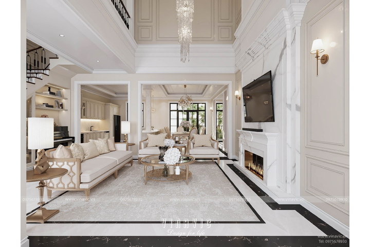 Thiết kế nội thất biệt thự tân cổ điển 4 tầng (CĐT: Mrs Nhung - Bình Dương) NT2317