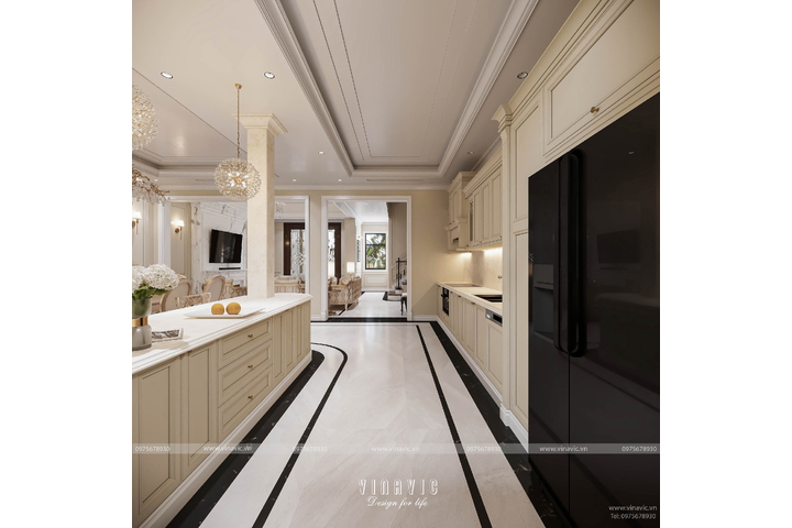 Thiết kế nội thất biệt thự tân cổ điển 4 tầng (CĐT: Mrs Nhung - Bình Dương) NT2317