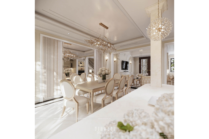 Thiết kế nội thất biệt thự tân cổ điển 4 tầng (CĐT: Mrs Nhung - Bình Dương) NT2317