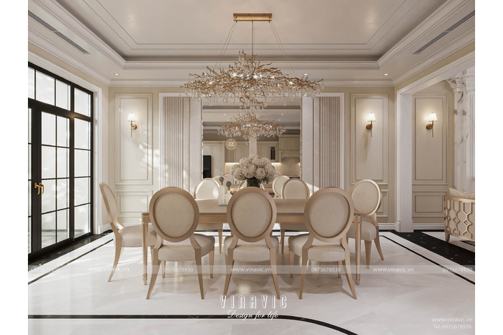 Thiết kế nội thất biệt thự tân cổ điển 4 tầng (CĐT: Mrs Nhung - Bình Dương) NT2317