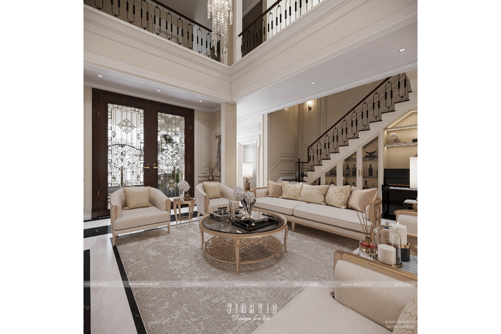 Thiết kế nội thất biệt thự tân cổ điển 4 tầng (CĐT: Mrs Nhung - Bình Dương) NT2317