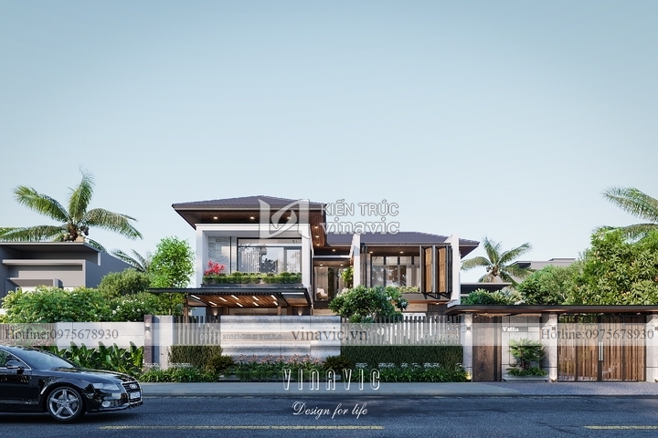 Thiết kế biệt thự 2 tầng đẹp mái nhật hiện đại 156m2 (13x12m) BT2308